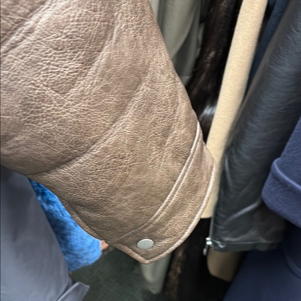 Brown Shearling Leather Jacket Viscose 71% Polyes… - image 3